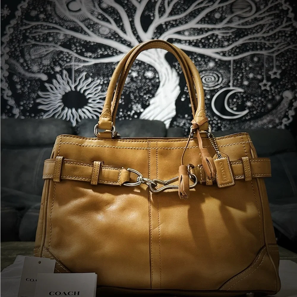 Vintage Coach tote bag shoulder bag Tan Leather 2007 - Picture 4 of 17